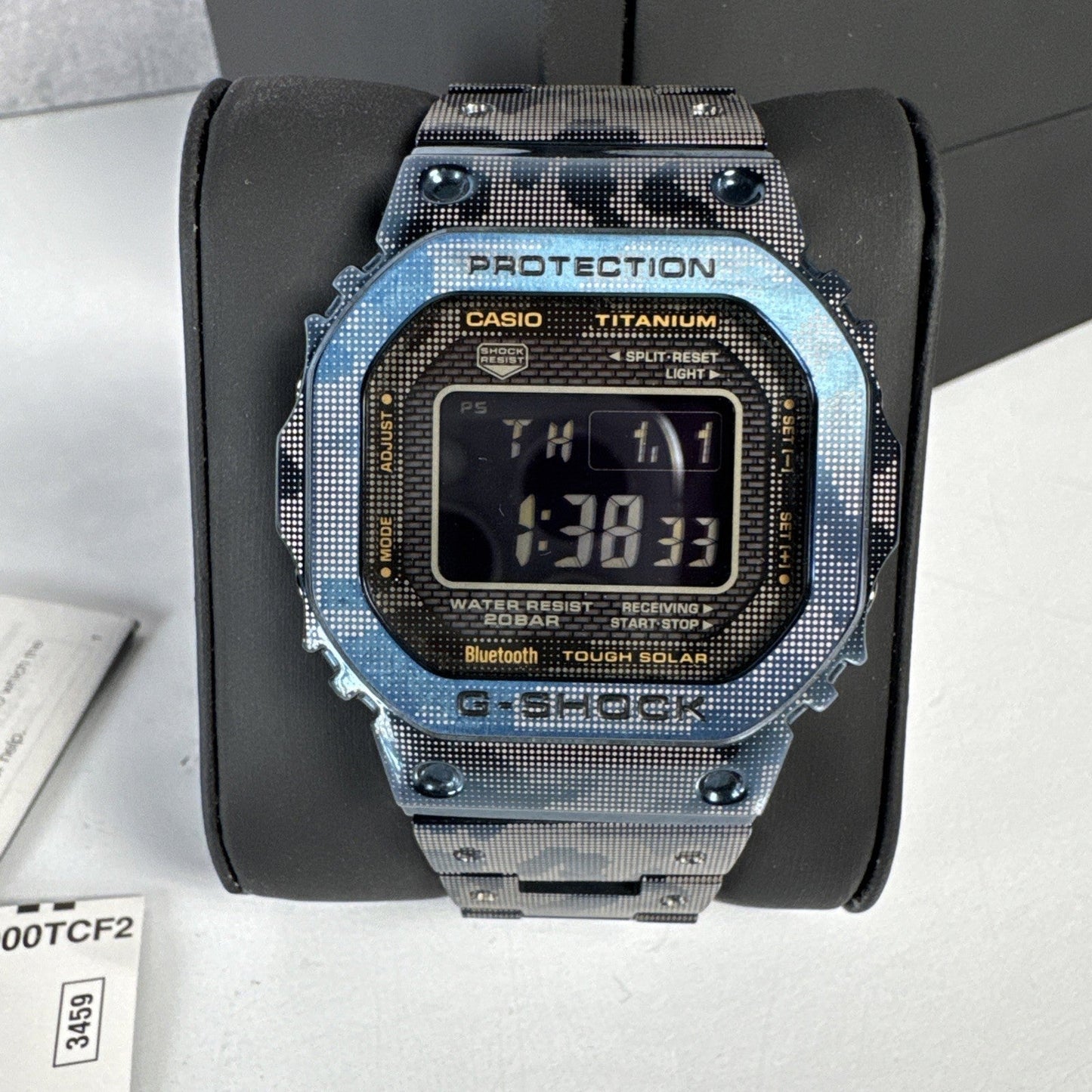 USED Casio G-SHOCK FULL METAL TITANIUM Blue Camo LE Watch GMWB5000TCF-2